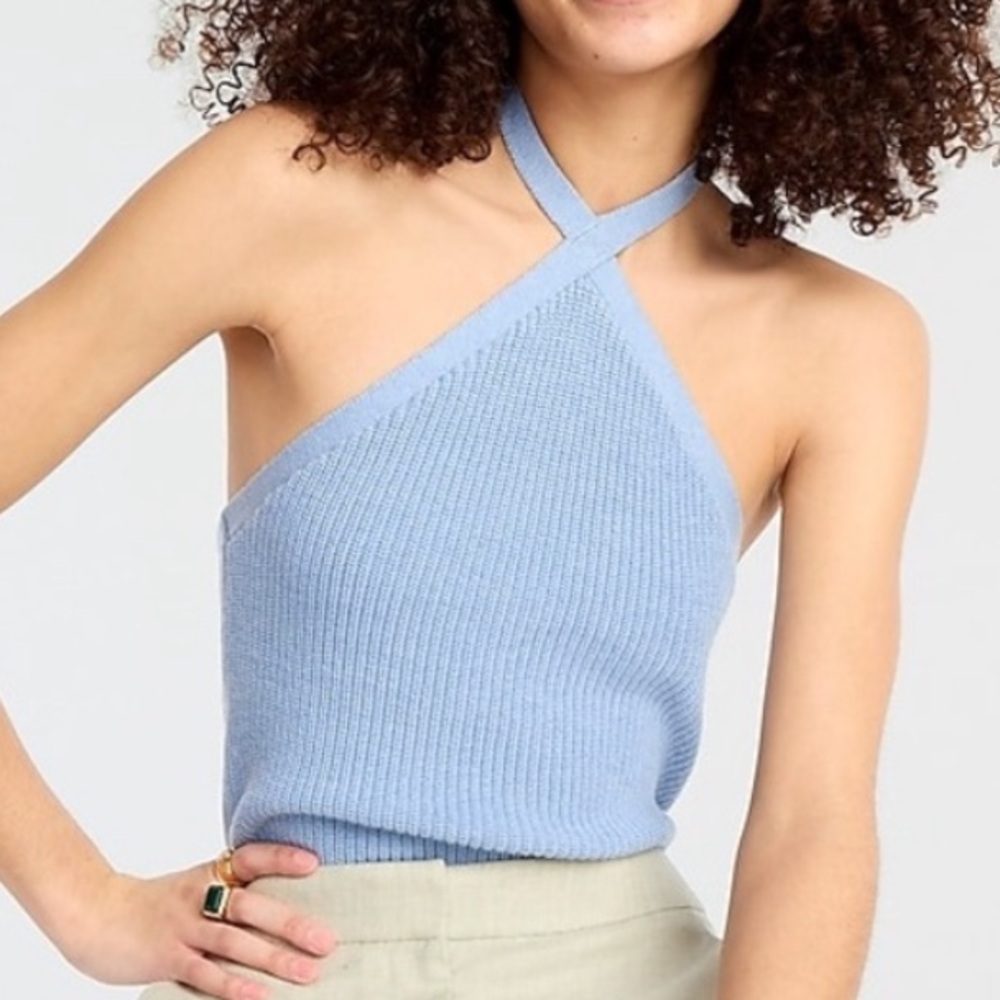 J. Crew Light Blue Ribbed Halter Tank